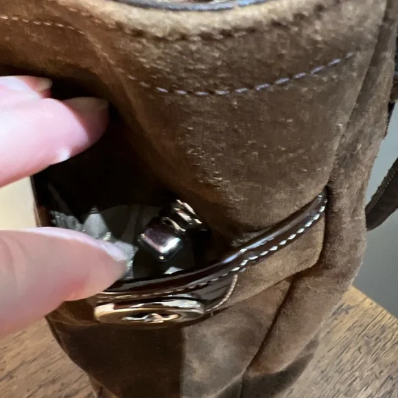 COACH Brown Leather Suede Hampton Tote Bag - Picture 10 of 12